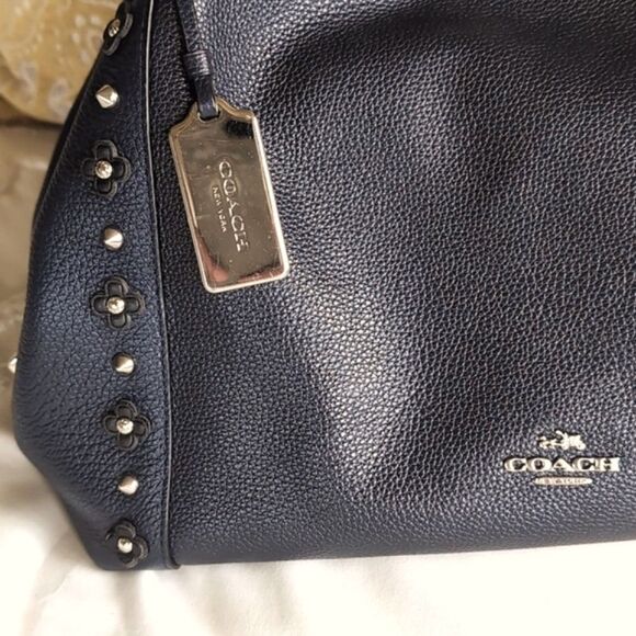 COACH Edie 31 Silver Stud/Floral Rivets Classic Handbag - Picture 15 of 16
